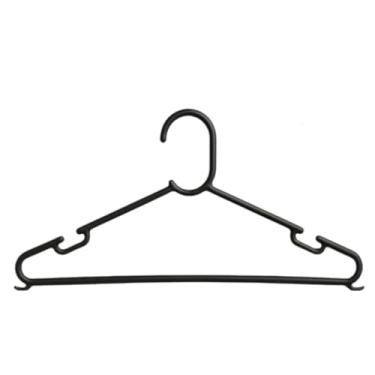 Imagem de Cabides Plásticos Reforçado com Ganchos Auxiliares – Kit 30 Unidades – Preto