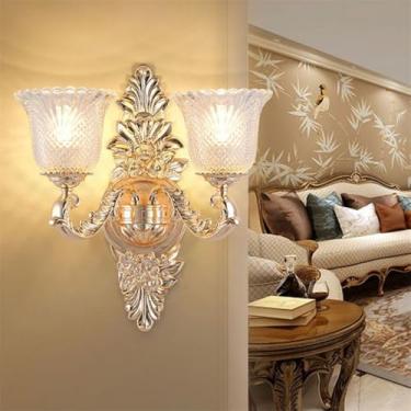 Imagem de Luminária de parede contemporânea de cristal para interiores, estilo europeu, luxuosa, com LED, para decoração de sala de estar, quarto, escritório, quarto modelo, hotel, casa de campo, corr