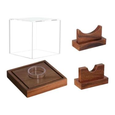 Imagem de Lljsszr Expositor de Acrílico para Bolas de Beisebol, Suporte para Bolas com Protetor Transparente, Caixa Organizadora para Bolas de Beisebol para Quarto, Madeira escura