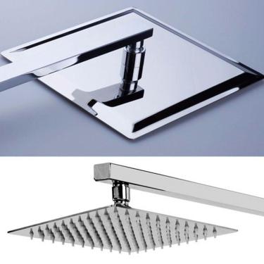 Imagem de Chuveiro Inox Quadrado Ducha Slim Braço Suporte 20Cm Cromada