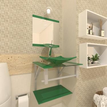 Imagem de Gabinete de vidro para banheiro 40cm ac slim com espelho - Ekasa, Verd