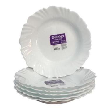 Imagem de Jogo 06 Pratos Fundo Branco Duralex Opaline Vidro Pétala - NADIR FIGUE