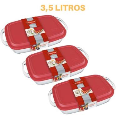Imagem de travessa Retangular Seletta Vidro C Tampa 3,5L Marinex - 3Un - NADIR F