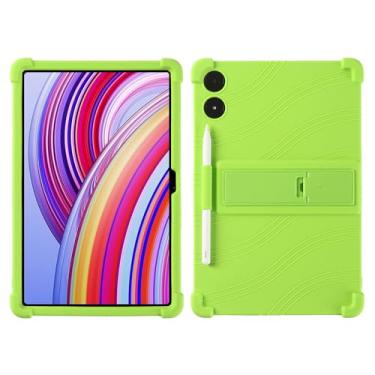 Imagem de QYiiD Capa para tablet Xiaomi Redmi Pad Pro/Xiaomi Poco Pad 2024 de 12,1 polegadas, capa protetora dobrável de silicone leve para crianças, macia e resistente a choques, verde