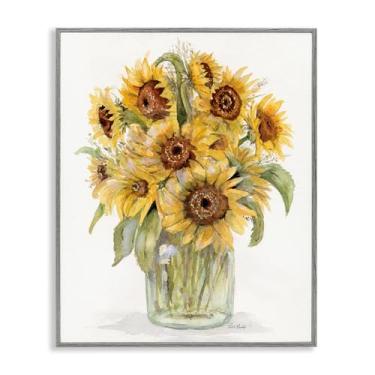 Imagem de Stupell Industries Buquê de girassol em aquarelas arte giclée emoldurada cinza, design por Patti Bishop, 20 x 16