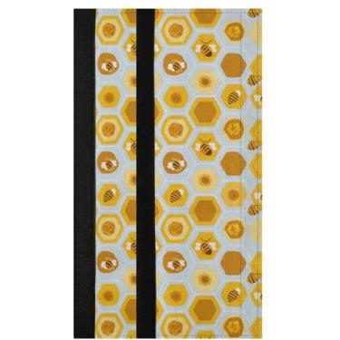 Imagem de Maçaneta de porta de geladeira abelha favo de mel 2 peças amarelo inseto utensílios de cozinha decoração alças protetor de geladeira luvas fornos pano de porta para fogão máquina de lavar louça micro-ondas