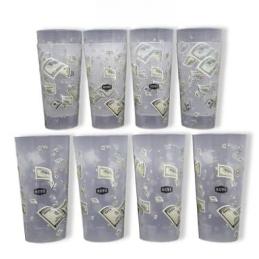 Imagem de ReVè Copos de festa de dinheiro – Conjunto de 12 | Copos de plástico reutilizáveis de 350 ml, ecológicos e duráveis | Feito na França | Copos sem BPA | Seguro para lava-louças na prateleira superior |