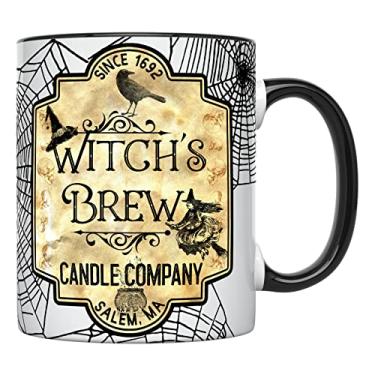 Imagem de YouNique Designs Caneca de Halloween, 325 ml, Caneca de Bruxa, Copos de Halloween, Caneca de Café de Halloween, Caneca de Cerveja de Bruxas, Caneca de Café Witches Brew (Alça preta)