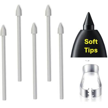 Imagem de 【 5 pontas macias 】 Tab S9 | Tab S10 S pontas de caneta de substituição para Samsung Galaxy Tab S9 FE/S9/S9+/S9 Ultra, Tab S10/S10+ S10 Ultra Stylus pontas (5 pontas macias - brancas)