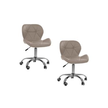 Imagem de Kit 2 Cadeiras Office Eiffel Slim Com Base Giratória E Ajustável Bege