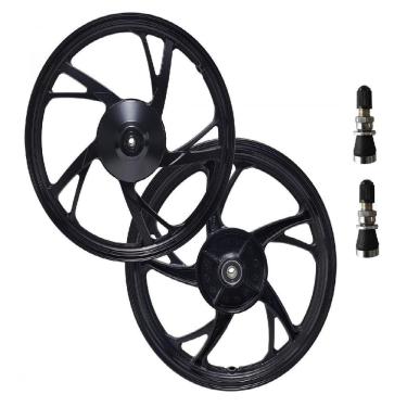 Imagem de Roda Par Biz 125 2005 Á 2022 Biz 100 2013 Á 2015 Biz 110 2016 Á 2022 Pé De Galinha Freio Tambor + Bicos