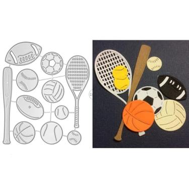 Imagem de DzIxY Equipamento esportivo, tênis, basquete, futebol, matrizes de corte de metal para fazer cartões, conjunto de recortes de papel, estêncil, suprimentos, modelos de máquina