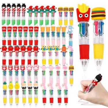 Imagem de Zuxmvot 60 peças de caneta em uma para crianças, caneta esferográfica, 4 em 1 cores, 15 lindos designs de lembrancinhas de festa para crianças