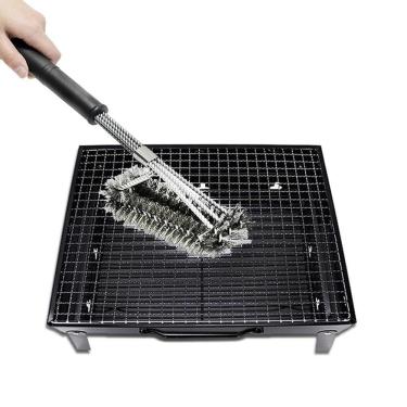 Imagem de Escova Limpa Churrasqueira Grelha Cerdas De Aço Grill Espeto Churrasco