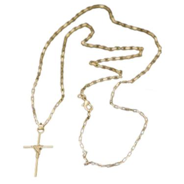 Imagem de Corrente Tijolinho Lagosta Com Pingente Cruz Fio Palito