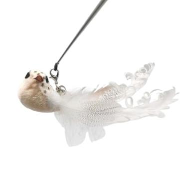 Imagem de Luzhengyang Recargas de varinha Feather Cat Teaser – Cabeças inspiradas em pássaros naturais, acessórios de brinquedo de gato para brincadeiras interativas (pacote com 5) (refil de pássaro de hibisco)