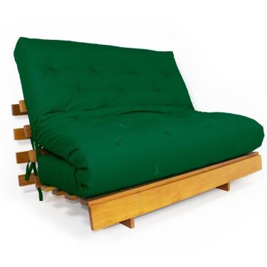 Imagem de Sofá Cama Casal Futon Tokio Verde Bandeira Madeira Maciça Grapia Cor Natural