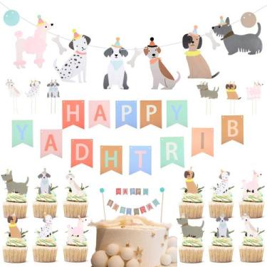 Imagem de Banner de decoração de festa LLOUSSAK Dog Birthday 12 unidades