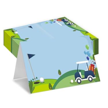 Imagem de Cartões de lugar de golfe, cartões de assento de par de golfe para configuração de mesa, pacote com 25 cartões de recepção meia dobra, suprimentos de lembrancinhas de festa de esportes de golfe