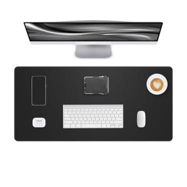 Imagem de Tapete de mesa de couro antiderrapante, 80 cm x 30 cm, à prova d'água, laptop, computador, mesa, mouse pad grande para escritório, trabalho, casa, decoração - preto