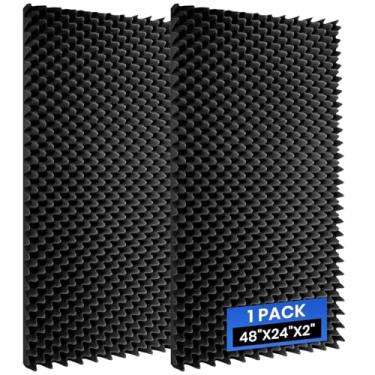 Imagem de 1 pacote de painéis de espuma acústica, 121 x 61 cm x 61 cm espuma à prova de som, caixa de ovos, painéis de parede à prova de som, cancelamento de ruído de alta densidade para estúdio, escritório