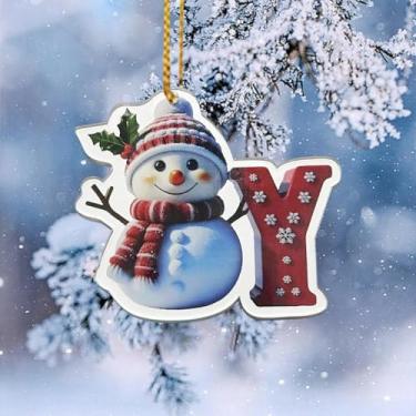 Imagem de 1 pingente de Natal, pingente de boneco de neve, acrílico, decoração de árvore de Natal, acessórios de férias adequados para reuniões de família, festas de fim de ano