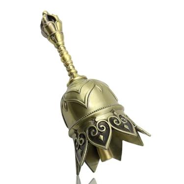 Imagem de Sinos de mão de latão super alto para tocar no casamento, sino de jantar com alça para idosos atendimento de restaurante de cabeceira, presente de celebração da igreja de meditação (Bronze)