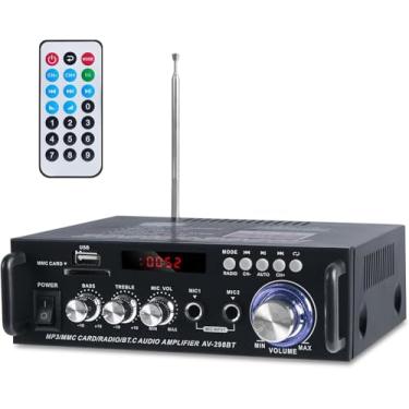 Imagem de amplificador de som, Mini Amplificador Digital 5.0 para 2 * 300W, Suporte para Cartão TF, Interface AUX, Disco U e Reprodução de MP3, Suporte para Ligação Bluetooth 110-220 V Plug Universal