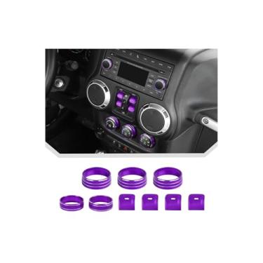 Imagem de JeCar Para Jeep Wrangler JK 2012-2018 Kit de acabamento de tampa de botão de interruptor de janela – Acessórios de decoração de interiores de alumínio roxo