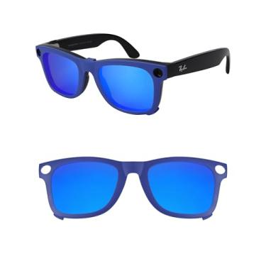 Imagem de HILEEN Clipe polarizado para Ray-Ban Meta Wayfarer RW4008 e Gen 2 RW4012 Grande 53-22 para homens e mulheres proteção UV - azul gelo