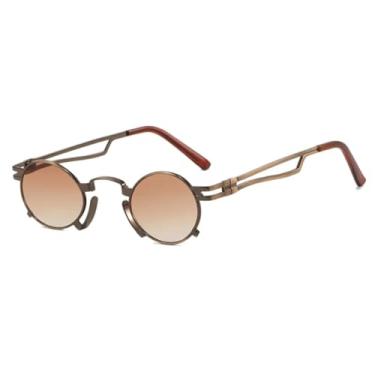 Imagem de JRLLFD Óculos de sol femininos retrô, armação oval pequena de metal, para dirigir ao ar livre, UV400 (chá marrom)
