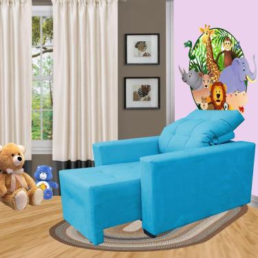 Imagem de Poltrona De Amamentação E Decoração Quarto Sala Reclinável Leticia Turquesa