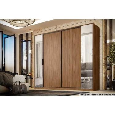 Imagem de Guarda Roupa 4 Portas (2 De Correr E 2 De Giro C/ Espelho) E 4 Gavetas Laredo Nogueira/nogueira Ou Nude - Demóbile