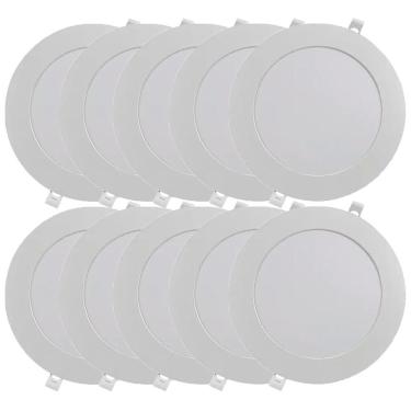Imagem de Kit 10 Luminária Plafon Led Redondo Embutir 24W 3000K - Noll