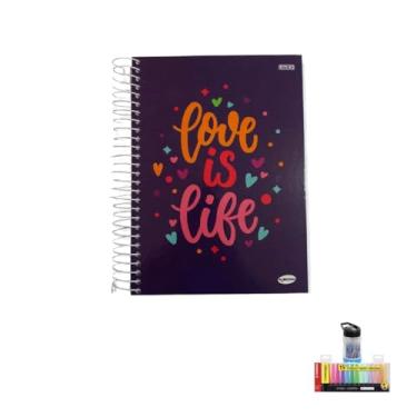 Imagem de Kit Caderno Femininos 20 Matérias Capa Dura 400 Folhas KBOM + Caneta Esferográfica Spiro 0.7mm + Marca Texto Boss 15 Cores