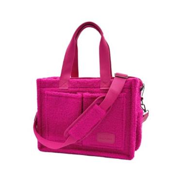 Imagem de Bolsa grande de pelúcia para mulheres, bolsas de trabalho com bolsos, bolsa transversal para laptop, bolsa de mão para uso diário para viagens