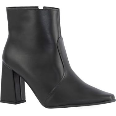Imagem de Bota Feminina Bico Fino Salto Alto Grosso Cano Curto Comfort sintpreto36
