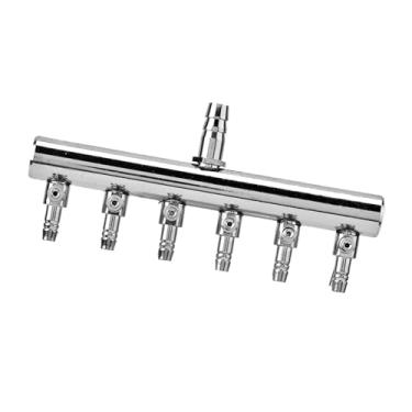 Imagem de GLOGLOW Válvula Desviadora de Bomba de Ar de Aquário, Aço Inoxidável, Coletor de 6 Furos, Controle de Fluxo, Compatível Com Tubulação de 4-8 Mm (Cabeça divisora ​​de seis furos de 8 a 4 mm)