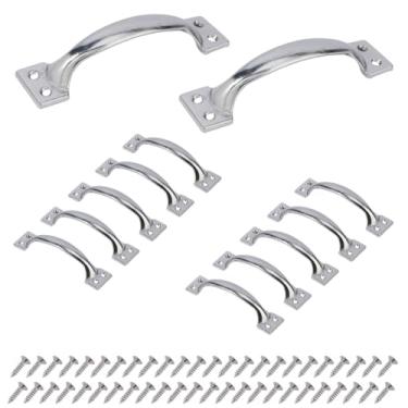 Imagem de SUPERFINDINGS 12 conjuntos de puxadores de porta utilitários de 11,3 cm Puxadores de gaveta central com orifício de platina puxador decorativo retrô puxadores de gaveta de ferro rústico puxadores de