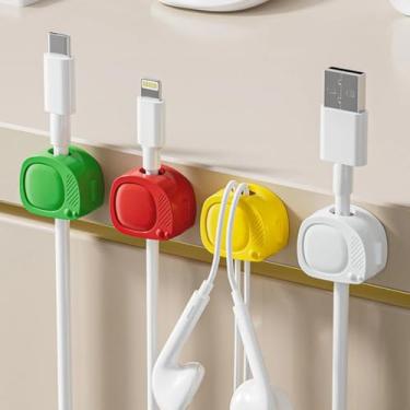 Imagem de Kit de gerenciamento de cabos de 4 peças – Kit de gerenciamento de cabos de mesa com clipes ajustáveis, adequado para mesas de escritório, mesas de cabeceira, carregadores de telefone, computadores