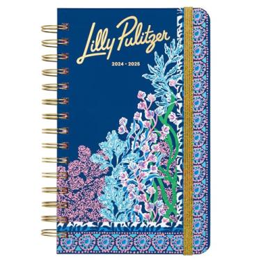 Imagem de Lilly Pulitzer Agenda média de agosto de 2024 a dezembro de 2025, agenda semanal e calendário mensal, adesivos, bolsos, encadernação espiral, engenharia de escape secreto