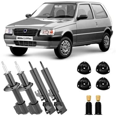 Imagem de Kit 4 Amortecedor Uno Way 2008 A 2013 Coxim Rol Bat Coifa