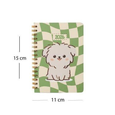 Imagem de Agenda Infantil Espiral Cachorros Com Glitter 2026 168 Folhas - Rio Ma