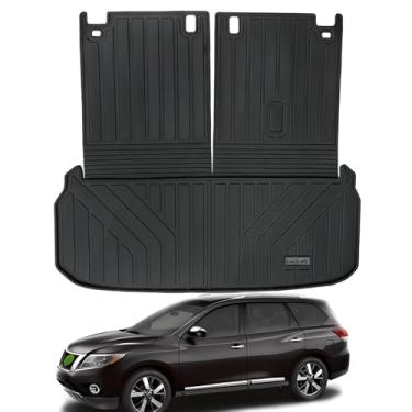 Imagem de LJWAITO Forros de carga grandes para Nissan Pathfinder 2013-2020 / Infiniti JX35 / 2014-2020 Infiniti QX60 com proteção de encosto, proteção TPE para todos os climas com tapete de porta-malas cobrindo