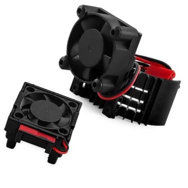 Imagem de KiBcsLic Conjunto de ventoinha de resfriamento para ESC e ventoinha do motor para carro RC 1/10. Peças para carro RC, acessório fácil de instalar, dissipador, Preto