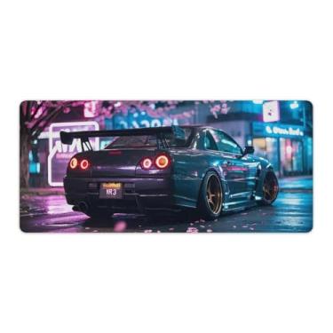 Imagem de HouLaiZhe JDM Tapetes de mesa de carro flores de cerejeira sob a árvore japonesa JDM R33 mouse pads para jogos tapetes de mesa grandes para teclado de mesa tapete de computador 40 x 90 cm