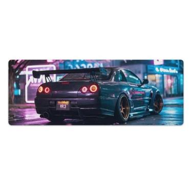 Imagem de HouLaiZhe JDM Tapetes de mesa de carro flores de cerejeira sob a árvore japonesa JDM R33 mouse pads para jogos tapetes de mesa grandes para teclado de mesa tapete de computador 30 x 80 cm