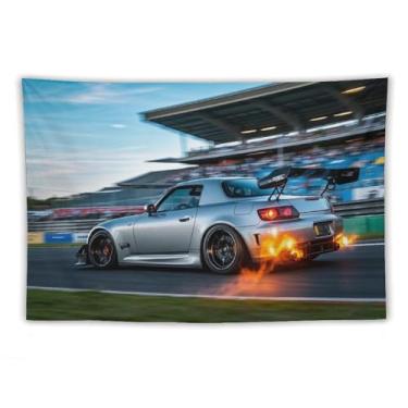 Imagem de HouLaiZhe Tapeçaria de carro japonesa S2000 carro esportivo Jdm pendurado na parede quarto decoração de casa tapeçarias estética piquenique decoração de parede arte de parede para dormitório sala de