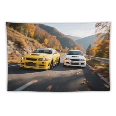 Imagem de HouLaiZhe JDM Tapeçaria de carro Mountain Chase Racing Jdm carro esportes pendurar na parede quarto decoração de casa tapeçarias estética piquenique decoração de parede arte de parede para dormitório