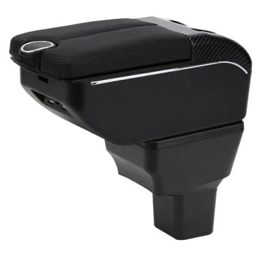 Imagem de AULPHIKE Compatível com apoio de braço Nissan Versa 2020-2024 organizador de console central de carro apoios de braço armazenamento de porta dupla com portas USB (estilo preto)